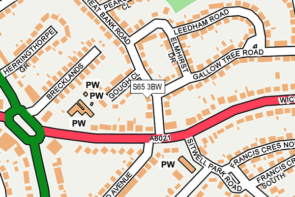 S65 3BW map - OS OpenMap – Local (Ordnance Survey)