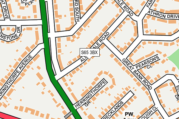 S65 3BX map - OS OpenMap – Local (Ordnance Survey)