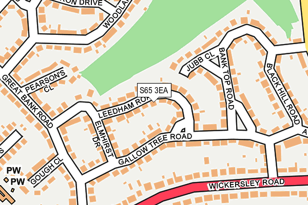 S65 3EA map - OS OpenMap – Local (Ordnance Survey)