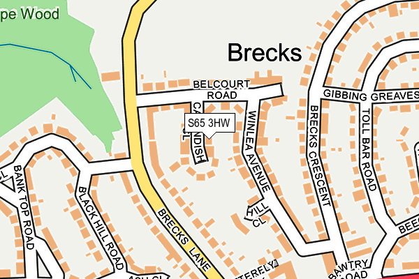 S65 3HW map - OS OpenMap – Local (Ordnance Survey)