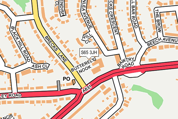 S65 3JH map - OS OpenMap – Local (Ordnance Survey)