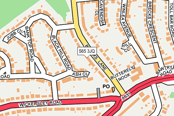 S65 3JQ map - OS OpenMap – Local (Ordnance Survey)