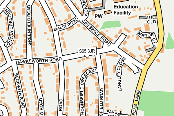 S65 3JR map - OS OpenMap – Local (Ordnance Survey)