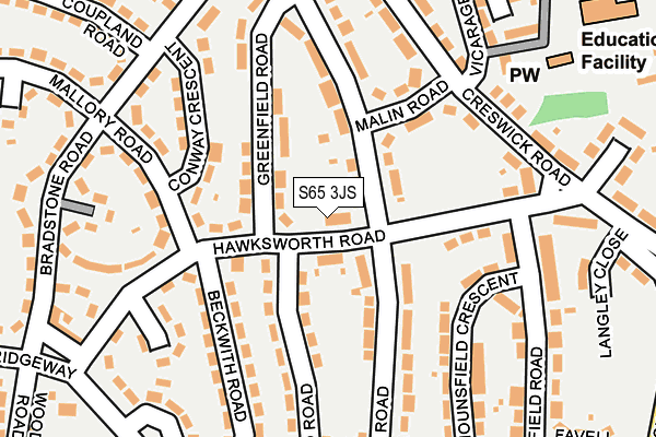 S65 3JS map - OS OpenMap – Local (Ordnance Survey)