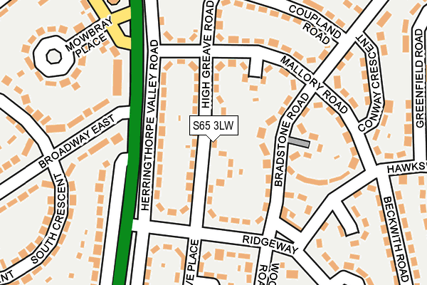S65 3LW map - OS OpenMap – Local (Ordnance Survey)
