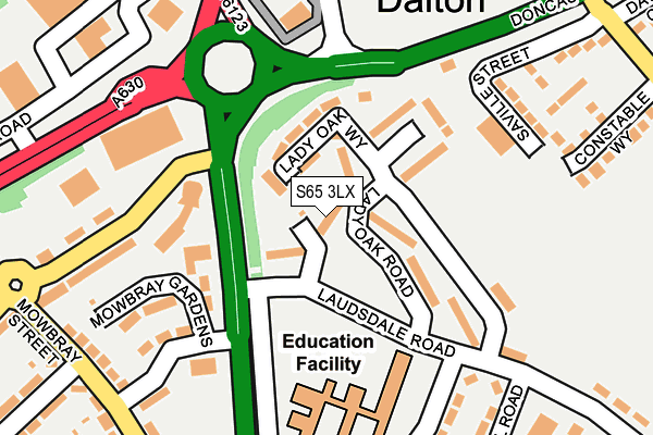 S65 3LX map - OS OpenMap – Local (Ordnance Survey)