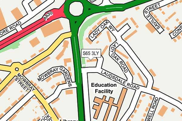 S65 3LY map - OS OpenMap – Local (Ordnance Survey)