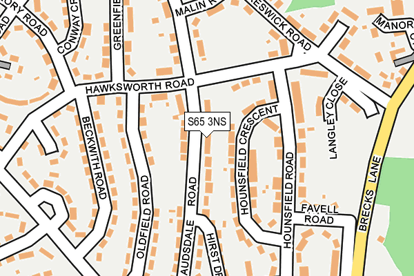 S65 3NS map - OS OpenMap – Local (Ordnance Survey)