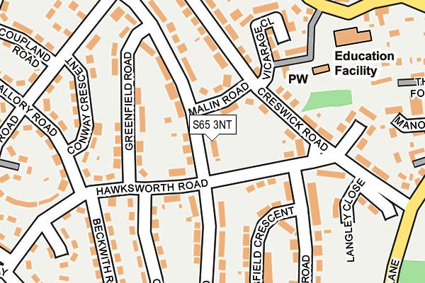 S65 3NT map - OS OpenMap – Local (Ordnance Survey)