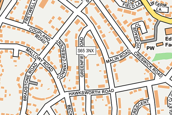 S65 3NX map - OS OpenMap – Local (Ordnance Survey)