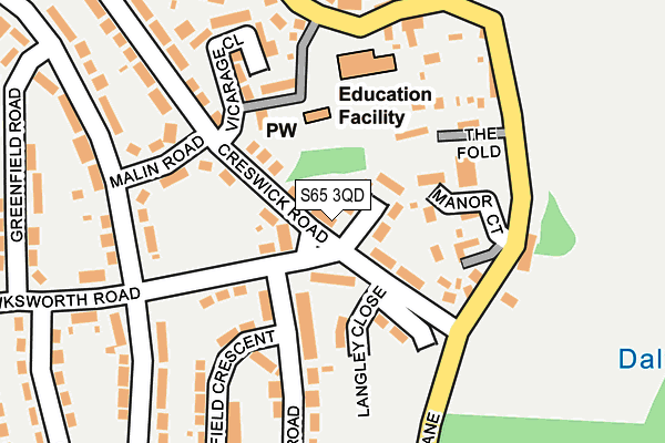 S65 3QD map - OS OpenMap – Local (Ordnance Survey)