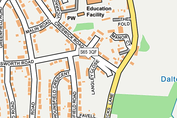 S65 3QF map - OS OpenMap – Local (Ordnance Survey)