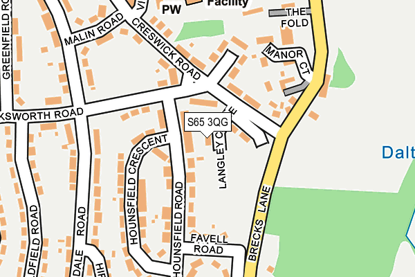 S65 3QG map - OS OpenMap – Local (Ordnance Survey)