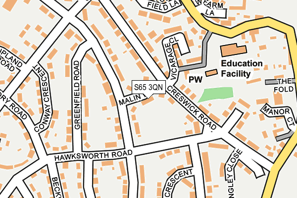 S65 3QN map - OS OpenMap – Local (Ordnance Survey)
