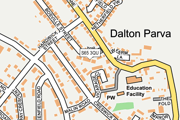 S65 3QU map - OS OpenMap – Local (Ordnance Survey)