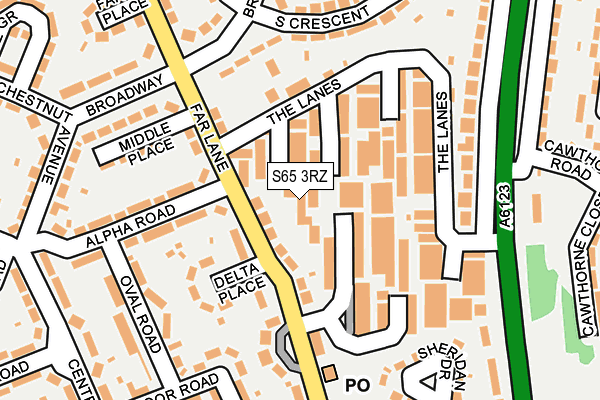 S65 3RZ map - OS OpenMap – Local (Ordnance Survey)