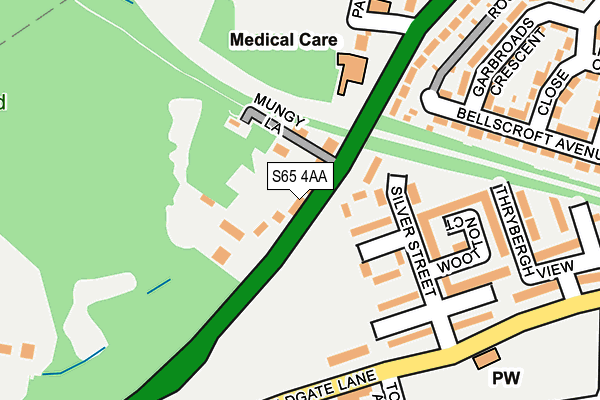 S65 4AA map - OS OpenMap – Local (Ordnance Survey)