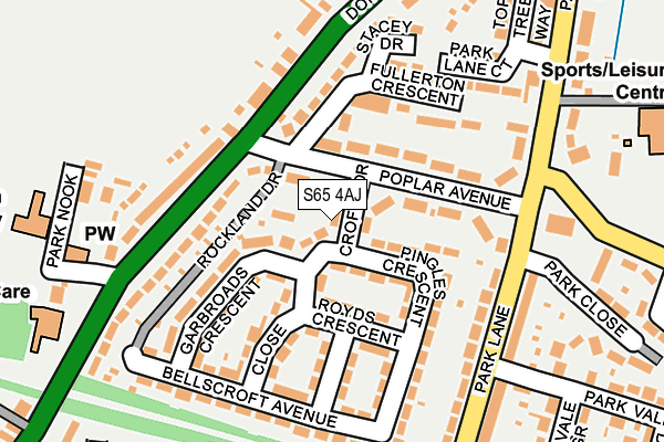 S65 4AJ map - OS OpenMap – Local (Ordnance Survey)