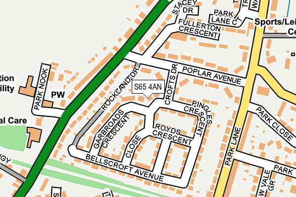 S65 4AN map - OS OpenMap – Local (Ordnance Survey)