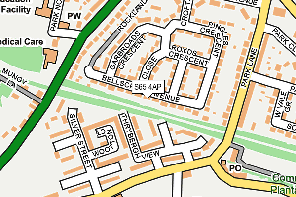 S65 4AP map - OS OpenMap – Local (Ordnance Survey)