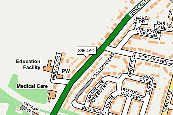 S65 4AQ map - OS OpenMap – Local (Ordnance Survey)