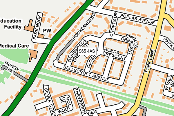 S65 4AS map - OS OpenMap – Local (Ordnance Survey)