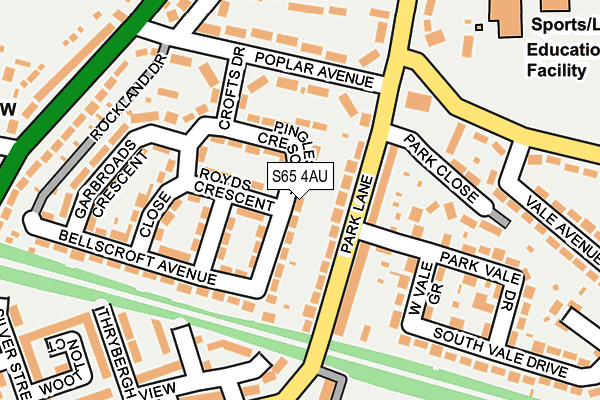 S65 4AU map - OS OpenMap – Local (Ordnance Survey)