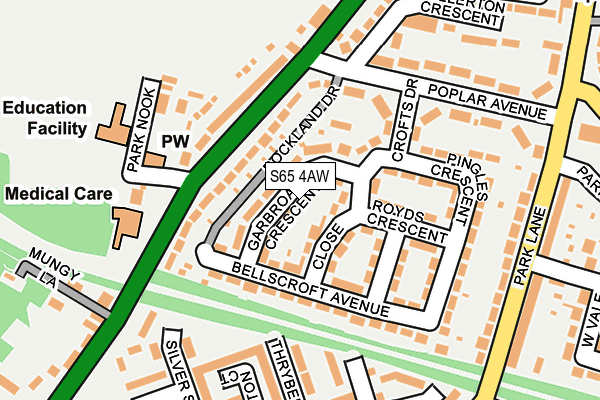 S65 4AW map - OS OpenMap – Local (Ordnance Survey)