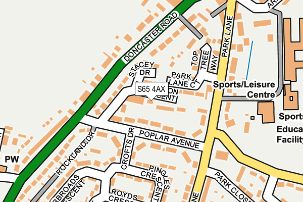 S65 4AX map - OS OpenMap – Local (Ordnance Survey)