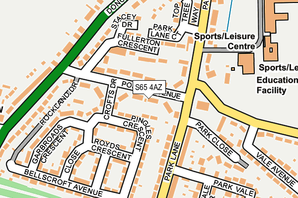 S65 4AZ map - OS OpenMap – Local (Ordnance Survey)
