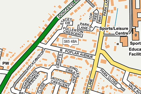 S65 4BA map - OS OpenMap – Local (Ordnance Survey)