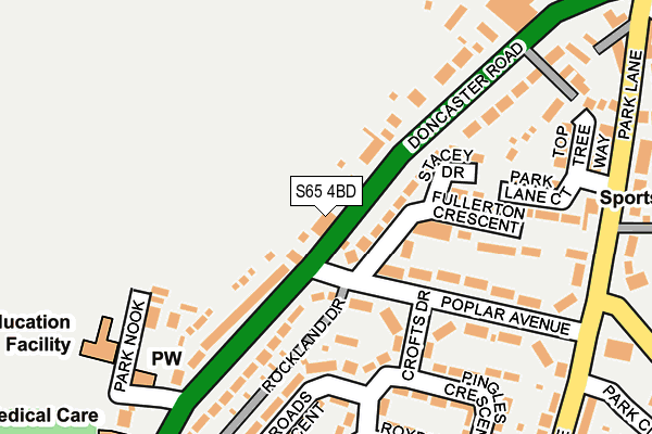 S65 4BD map - OS OpenMap – Local (Ordnance Survey)