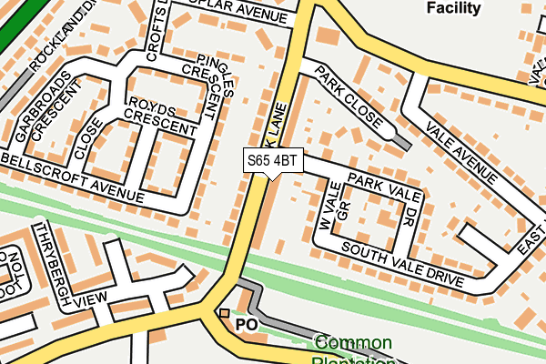 S65 4BT map - OS OpenMap – Local (Ordnance Survey)