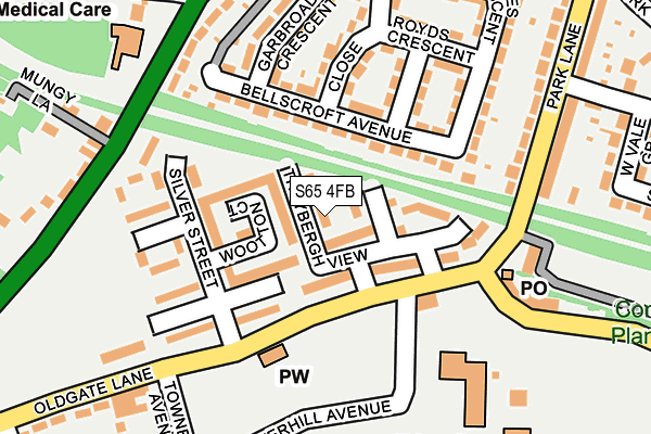 S65 4FB map - OS OpenMap – Local (Ordnance Survey)