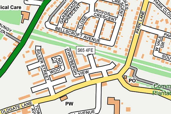 S65 4FE map - OS OpenMap – Local (Ordnance Survey)