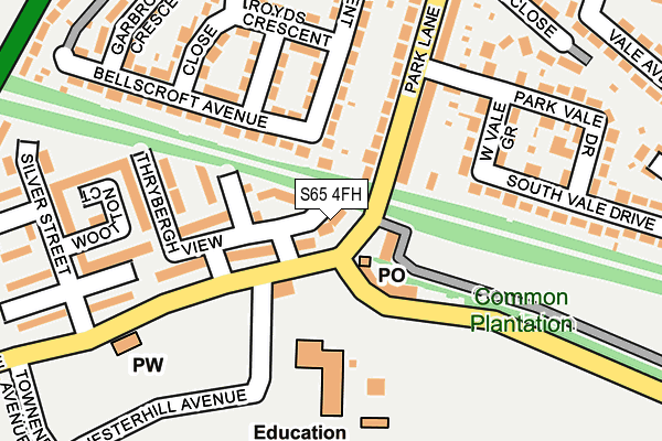 S65 4FH map - OS OpenMap – Local (Ordnance Survey)