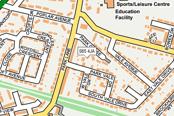 S65 4JA map - OS OpenMap – Local (Ordnance Survey)