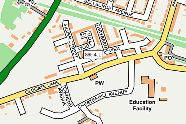 S65 4JL map - OS OpenMap – Local (Ordnance Survey)