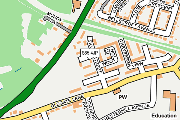 S65 4JP map - OS OpenMap – Local (Ordnance Survey)