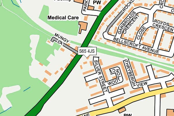S65 4JS map - OS OpenMap – Local (Ordnance Survey)