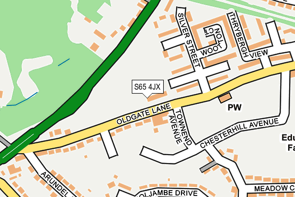 S65 4JX map - OS OpenMap – Local (Ordnance Survey)