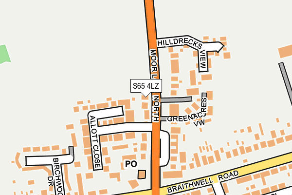S65 4LZ map - OS OpenMap – Local (Ordnance Survey)