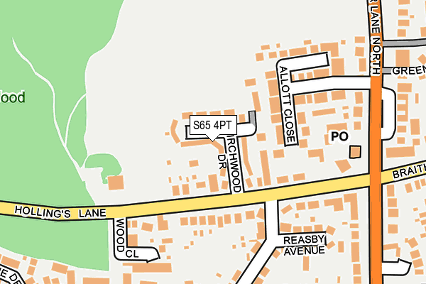 S65 4PT map - OS OpenMap – Local (Ordnance Survey)