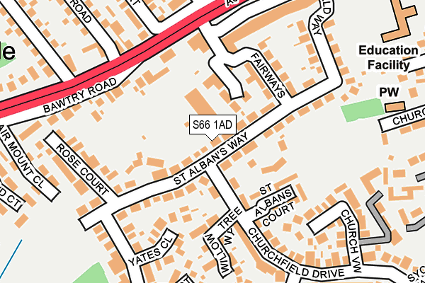 S66 1AD map - OS OpenMap – Local (Ordnance Survey)