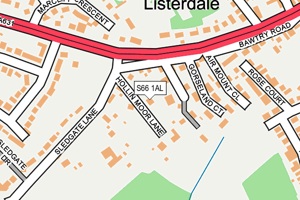 S66 1AL map - OS OpenMap – Local (Ordnance Survey)
