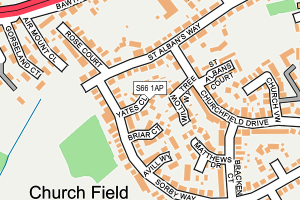 S66 1AP map - OS OpenMap – Local (Ordnance Survey)
