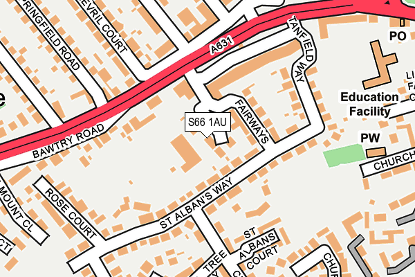 S66 1AU map - OS OpenMap – Local (Ordnance Survey)