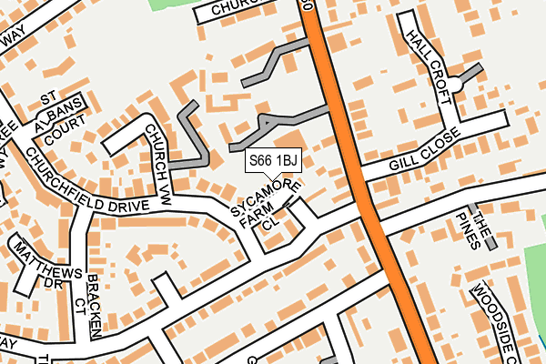 S66 1BJ map - OS OpenMap – Local (Ordnance Survey)