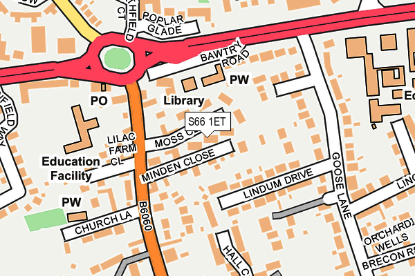 S66 1ET map - OS OpenMap – Local (Ordnance Survey)