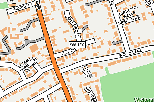 S66 1EX map - OS OpenMap – Local (Ordnance Survey)